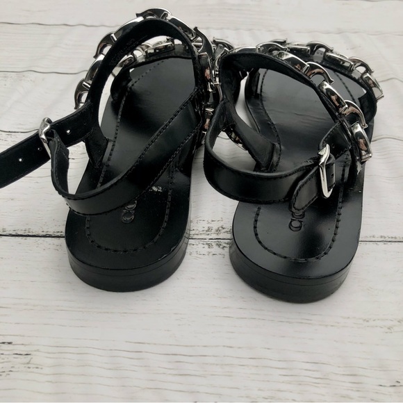 Coach “Eden” Metallic Logo Link Leather Sandals - Picture 9 of 9